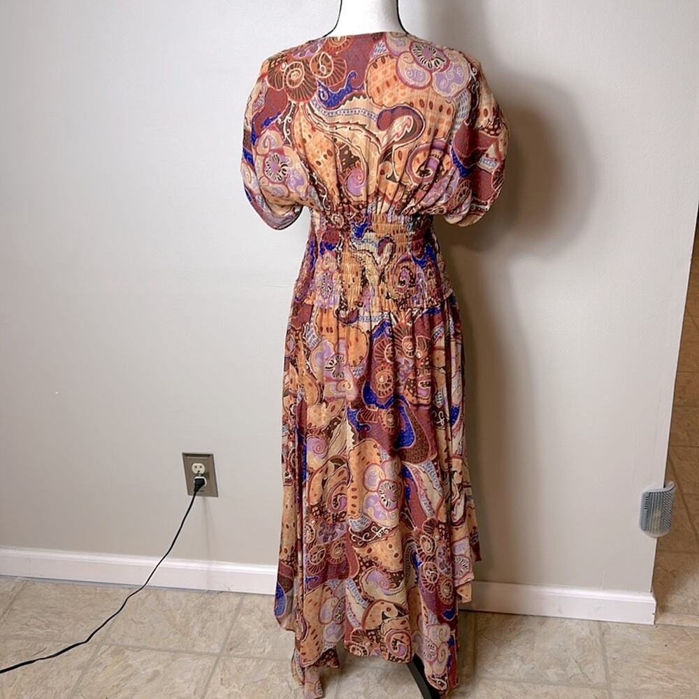 A.L.C. Lucia silk smocked waist asymmetrical hem dress - Picture 10 of 13